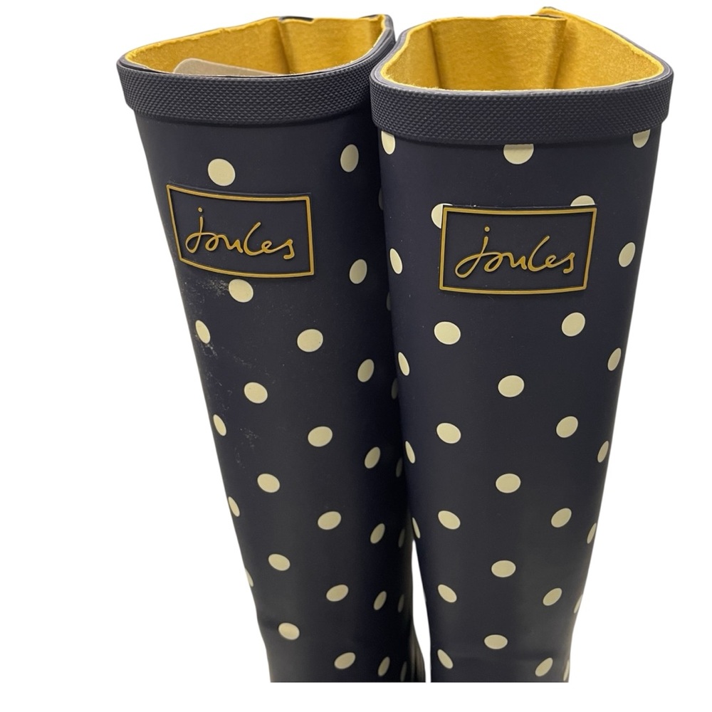 Joules polka dot tall rain boots women’s Size 6 navy blue/white - Picture 10 of 15
